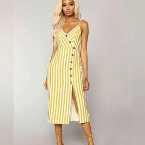 TMG yellow striped dress